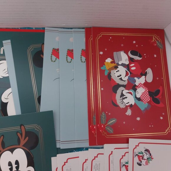 Disney Mickey Mouse Christmas Cards Lot Of 14 Unused W/ Assorted Envelopes - Picture 2 of 6